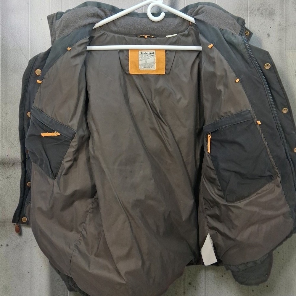 Timberland Puffer Jacket Men XL Black 80 20 Duck Down Feather Fill Parka Coat - Picture 3 of 12